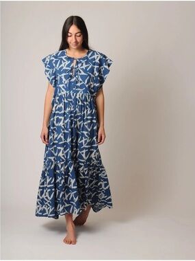 Mirth Sonoma Dress in Indigo Leaf Blue White size XS